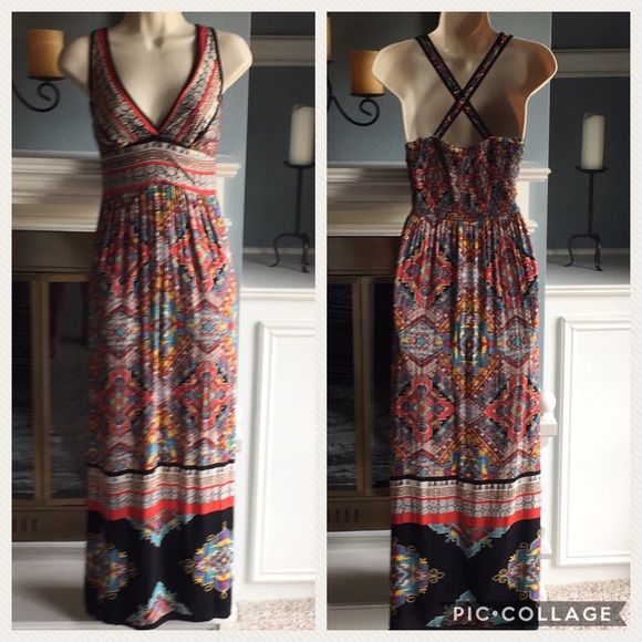 Angie Dresses & Skirts - Angie BoHo tribal maxi dress crisscross Paisley L